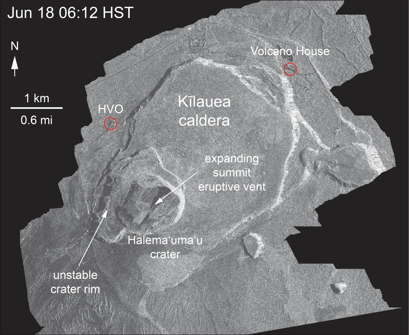Satellite radar shows continued slumping of Halema‘uma‘u rim...