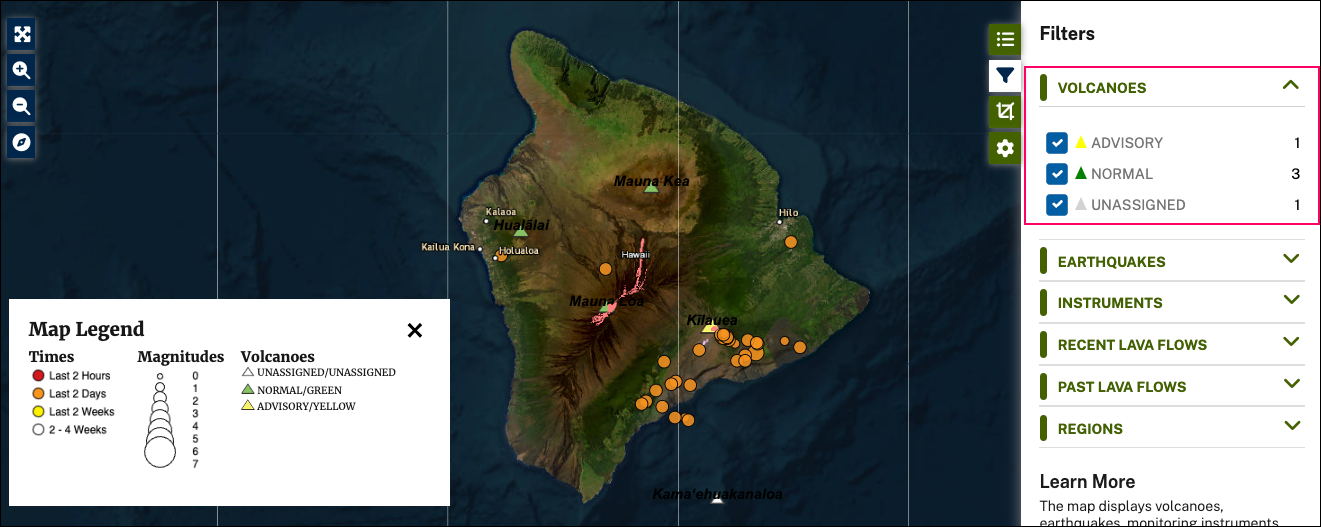 screenshot of volcano filter