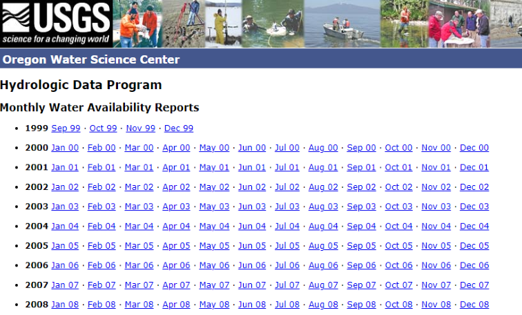 Preview of water availability reports page.
