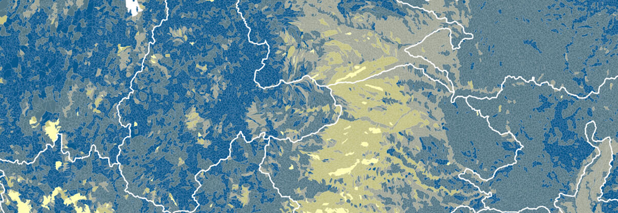 Image of water limitation map with basin overlay