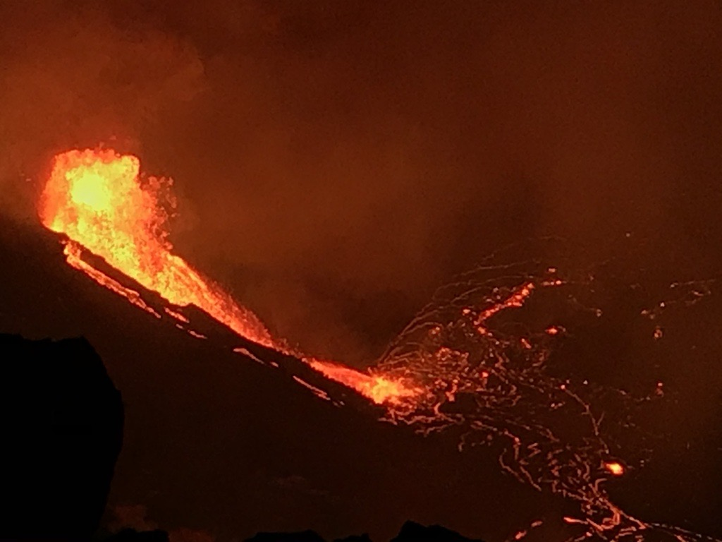 lava fountain inside Kīlauea Caldera