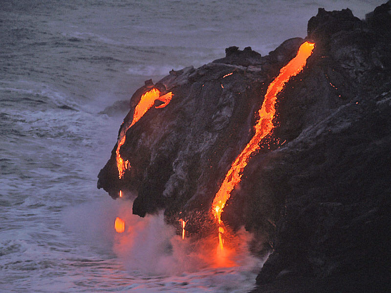 This is a photo of lava building new point on western delta.