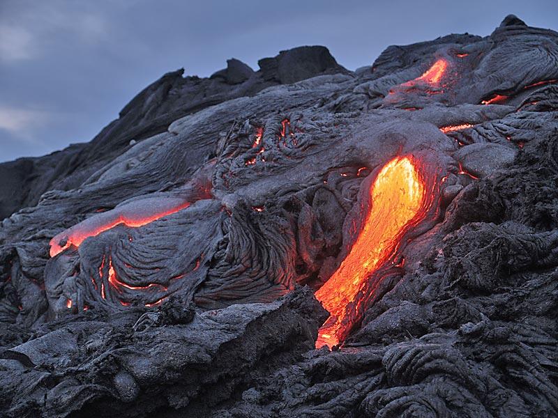 This is a photo of lava descending old sea cliff 5-7 m high bounding inland side of Wilipe`a lava delta.