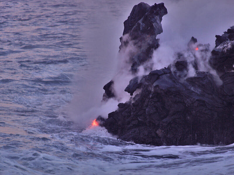 This is a photo of a point and rock slab at west lava delta.