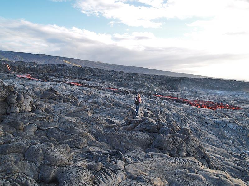 This is a photo of east branch of blue-fume breakout from pre-Wilipe`a sea cliff to its front on eastern Banana delta.