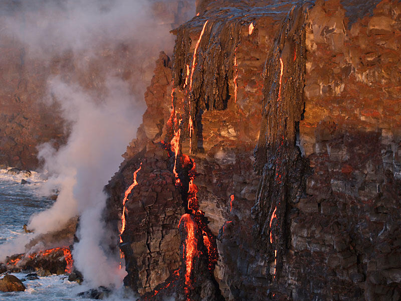 This is a photo of top of lava falls at East Lae`apuki ocean entry.