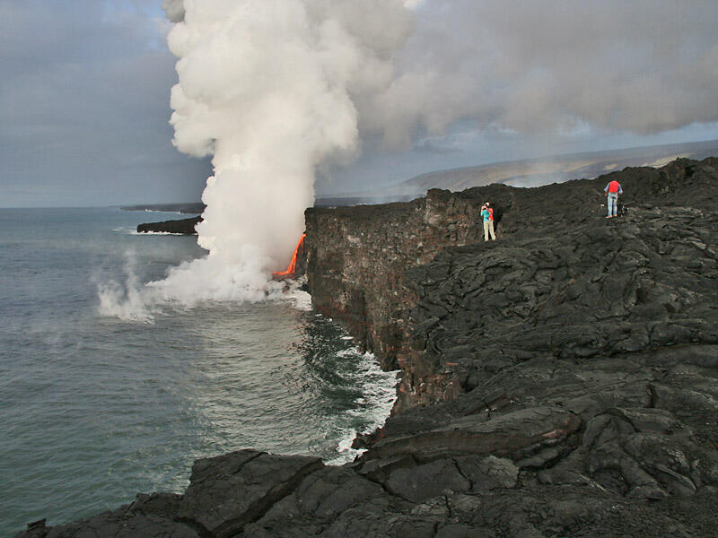 This is a photo of embayment left after destruction of east Lae`apuki lava delta on November 28.