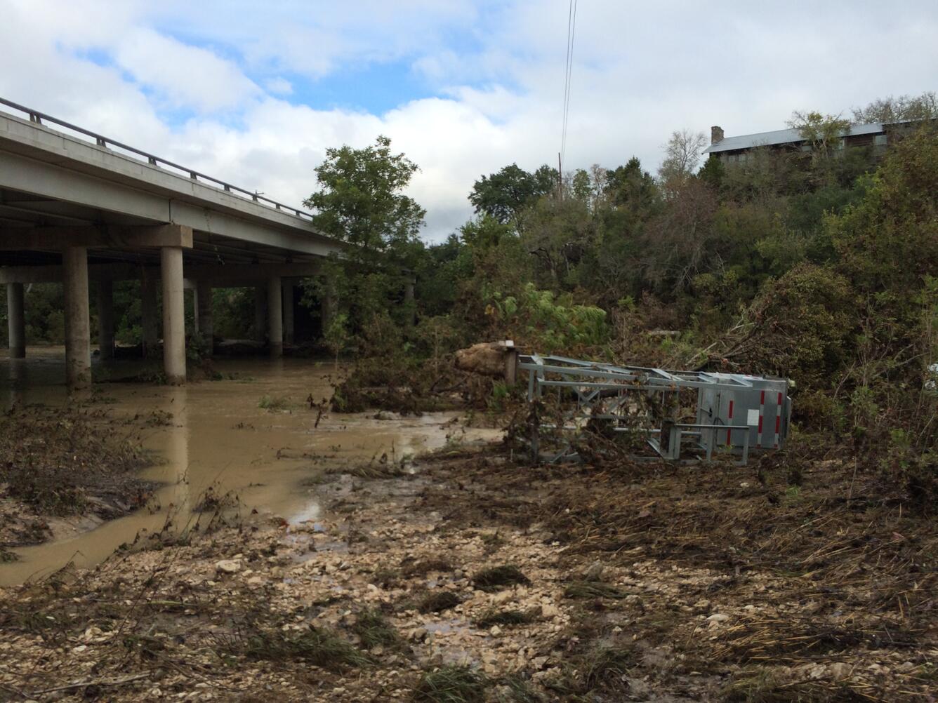 USGS gaging station destroyed by flood waters, Texas