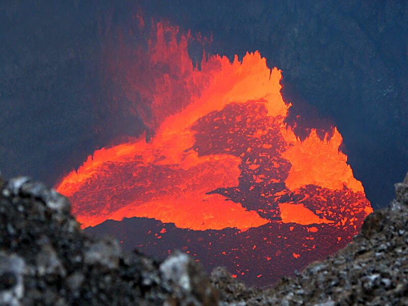 This is a photo of a lava pond in East Pond Vent in Pu`u `O`o's crater.