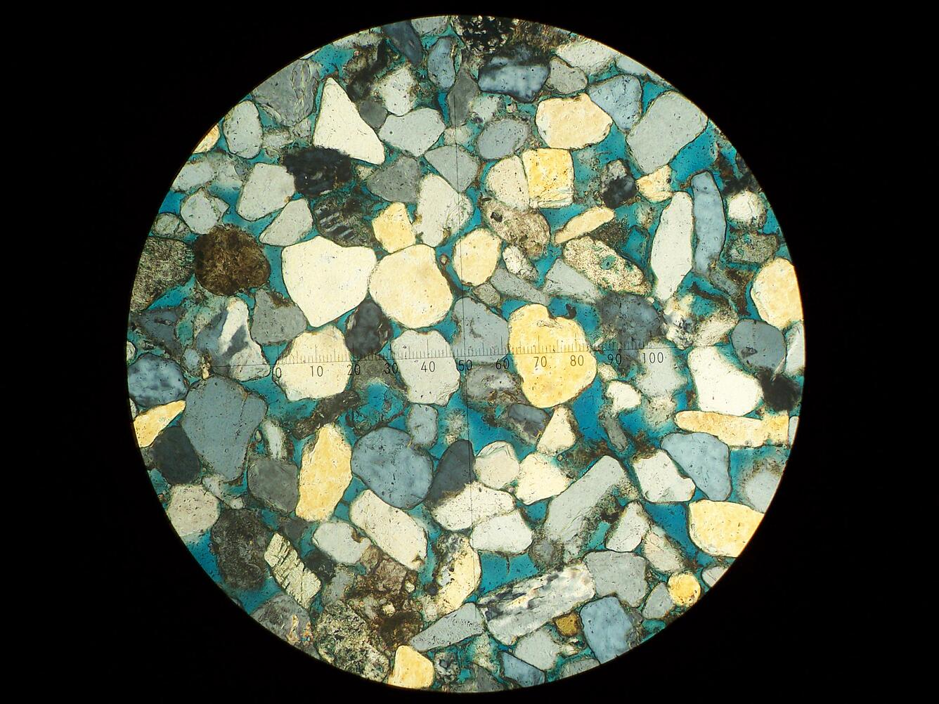 Thin section under polarized light