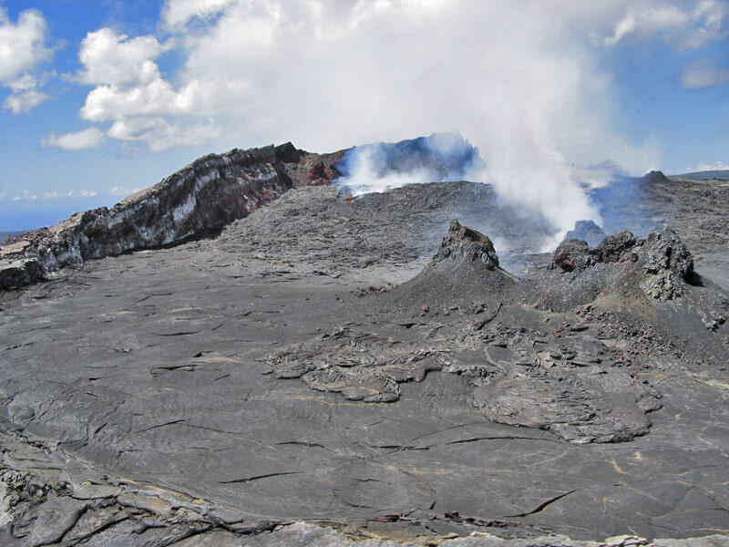 This is a photo of the eastern part of Pu`u `O`o's crater.