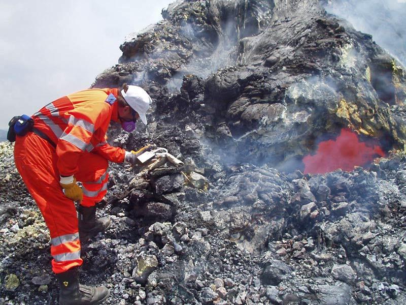 This is a photo of a researcher sampling gas at Cookie Monster.