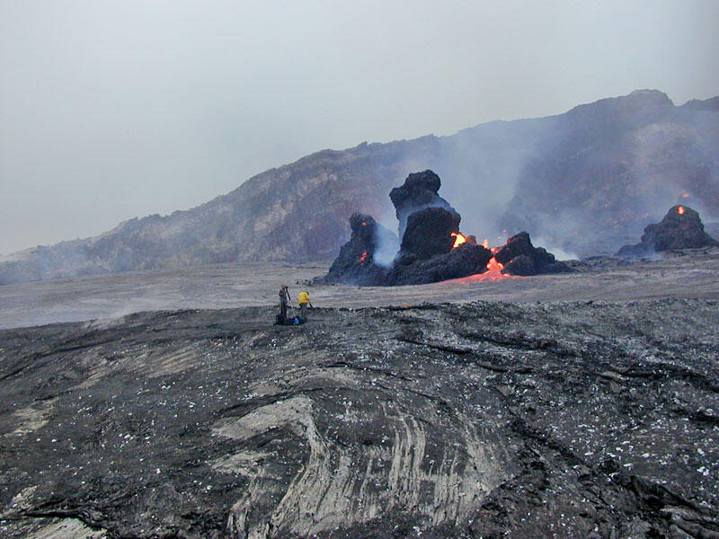 This is a photo of photographers viewing the complex forms of East Pond Vent.