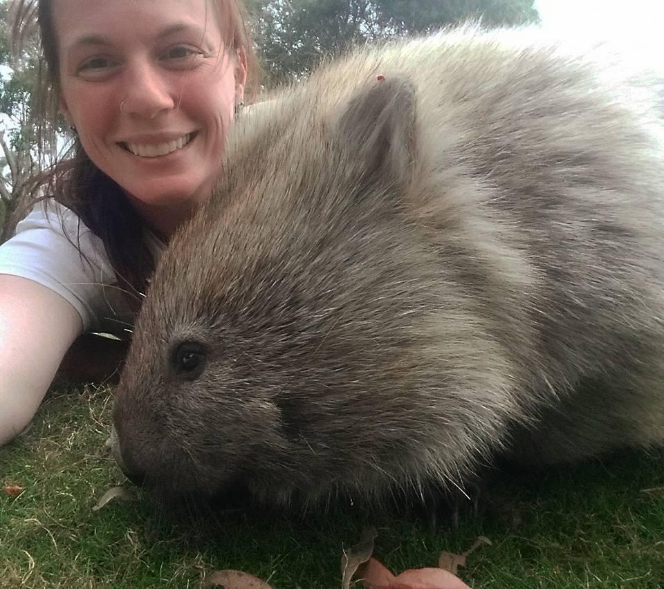 Alynn Martin with wombat