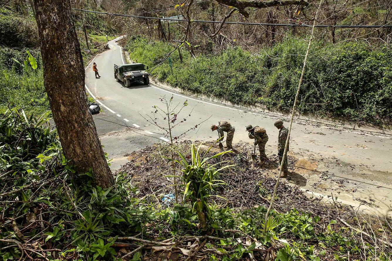 Road clearing operations Ponce, Puerto Rico