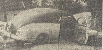 Damaged Car in Whitewood July 13, 1962