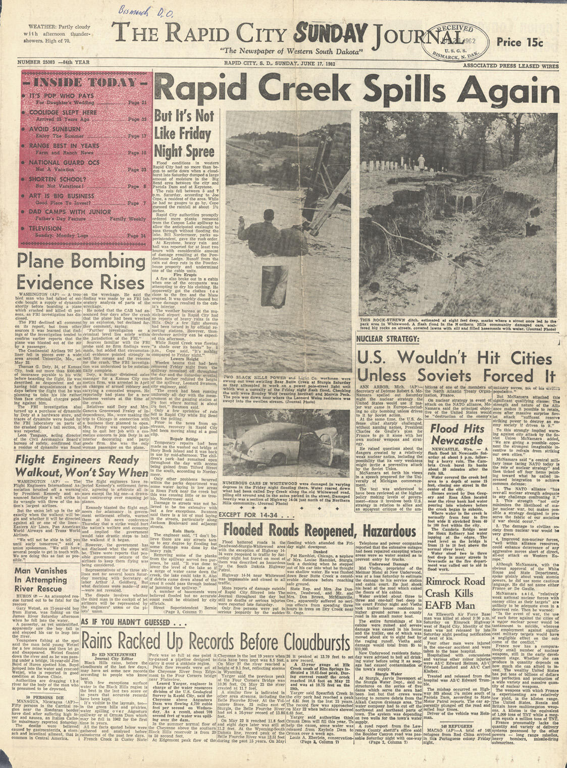 Rapid City Journal (June 17, 1962) Page 1