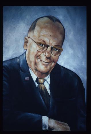 Color portrait of USGS EROS supporter, Sen. Karl Mundt, circa 1984