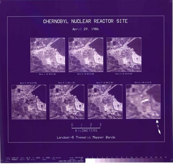 1986 satellite image of Chernobyl nuclear reactor