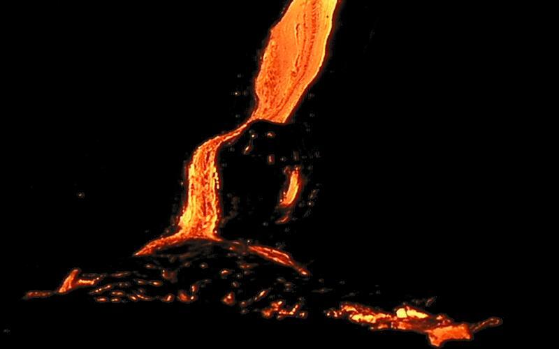 Close-up of lava trickle