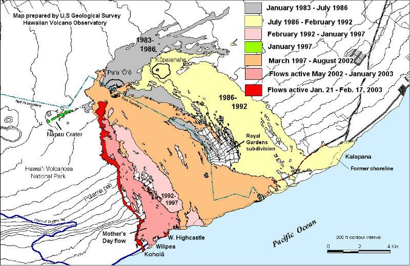 Map shows lava flows erupted during the 1983