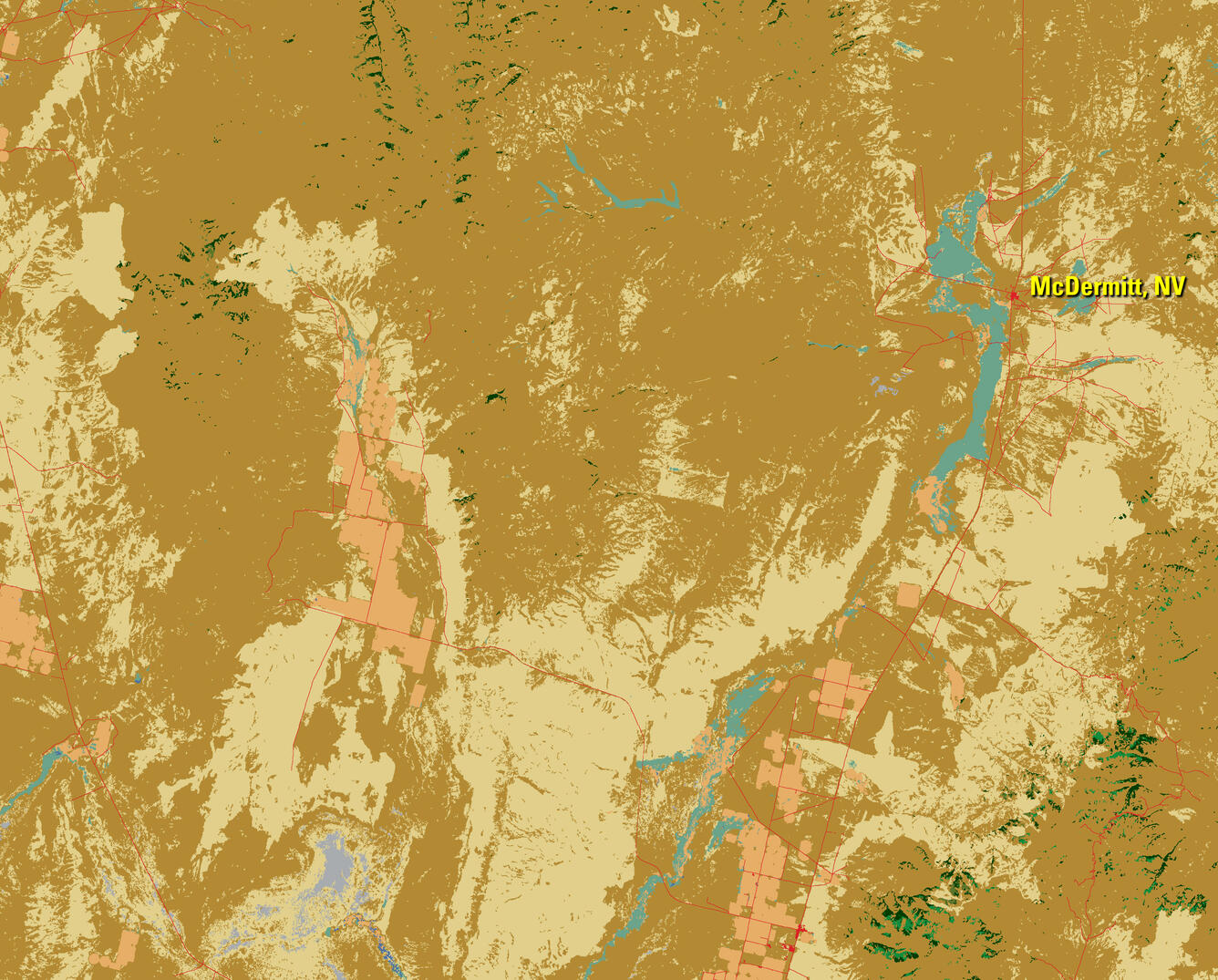 Grasslands map from North American Land Change Monitoring System 2010, without legend