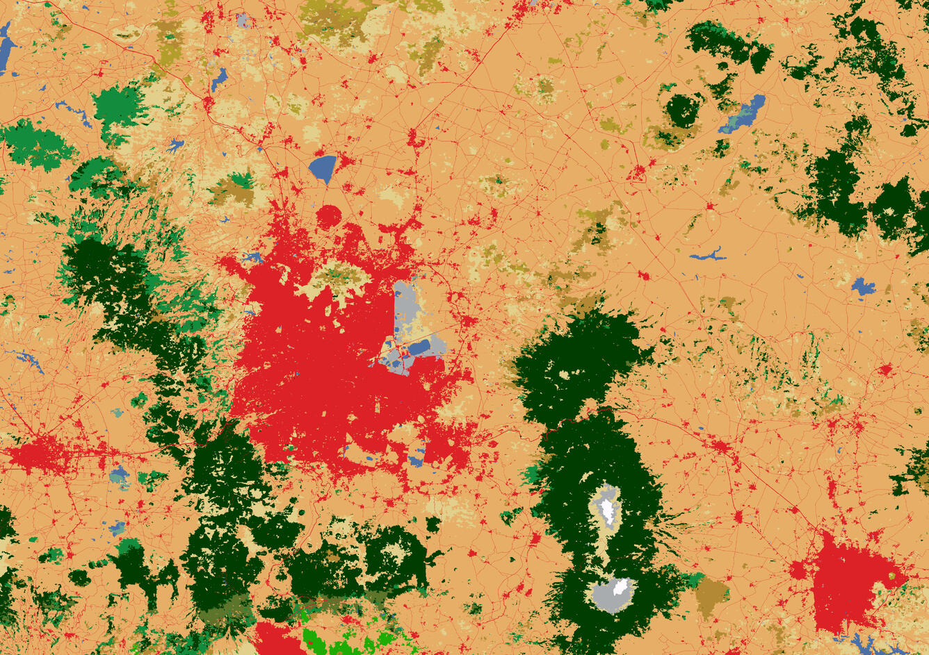 Mexico City map, color, from North American Land Change Monitoring System 2010