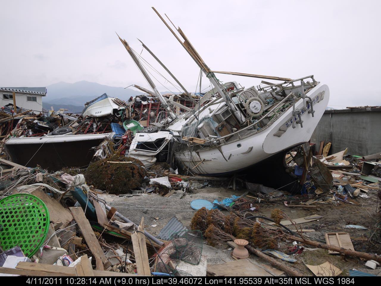 April 2011 in waterfront area of Tohoku, Japan following the March 11, 2011 earthquake and tsunami.