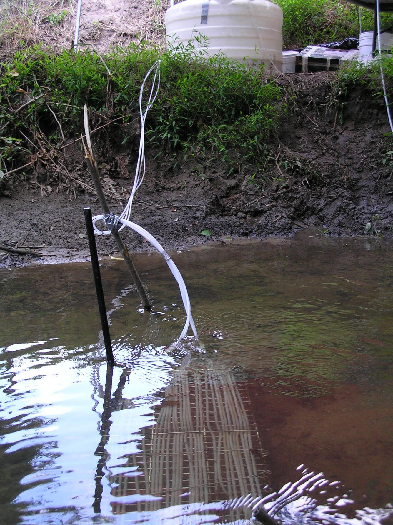 Photo of scientists testing where methane goes once released into streams 