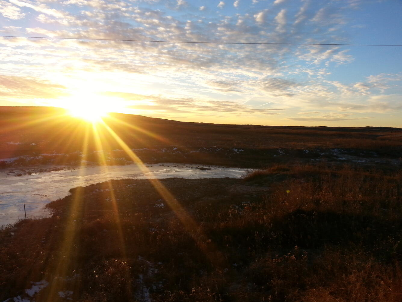 Sunrise over Holt Creek, Nebraska in winter