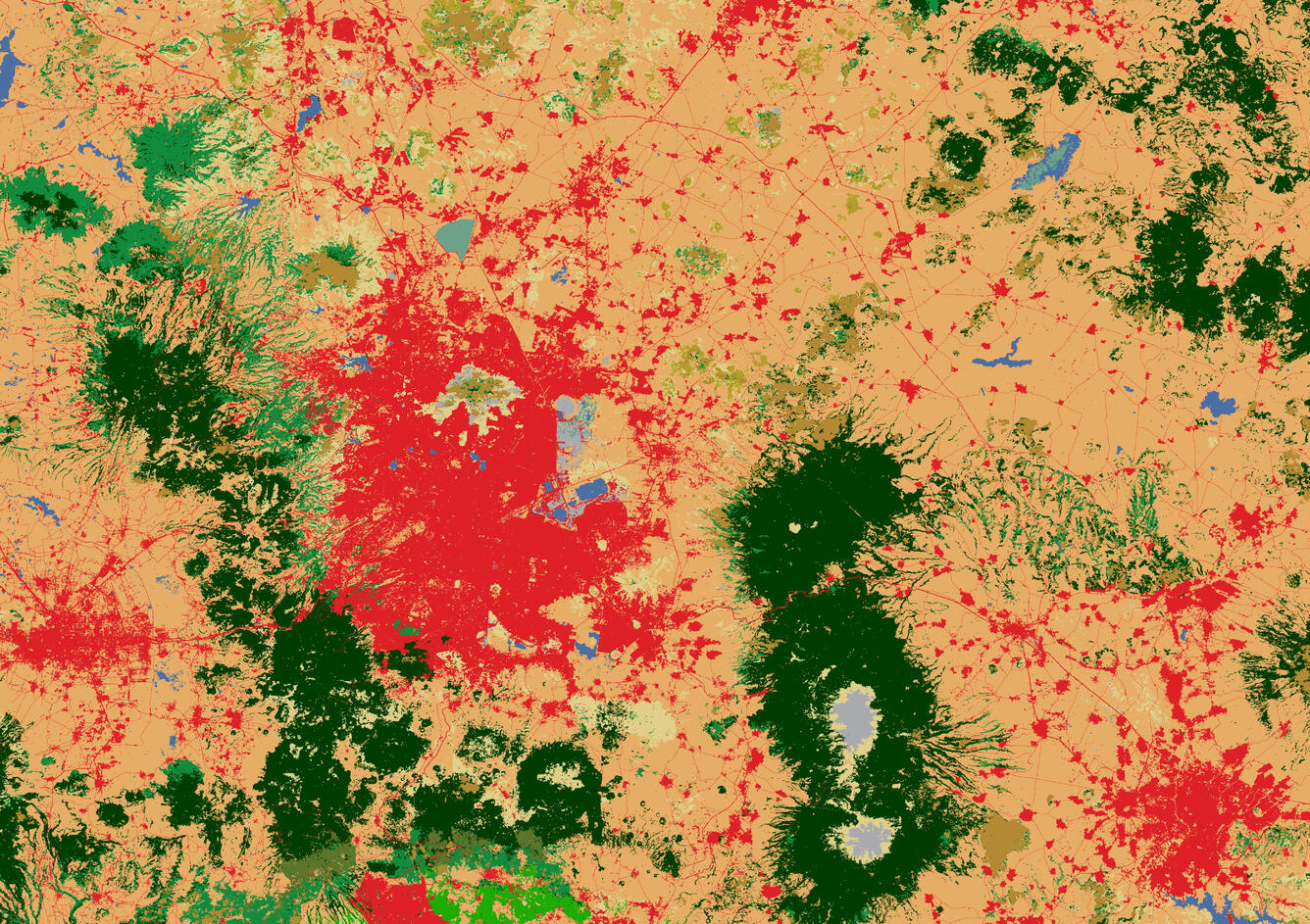 Mexico City map, color, from North American Land Change Monitoring System 2015