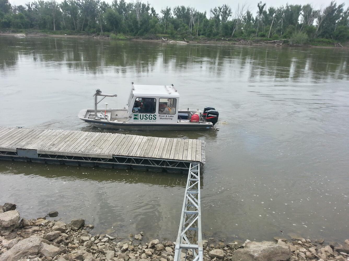 Nebraska Water Science Center research boat on the Missouri River