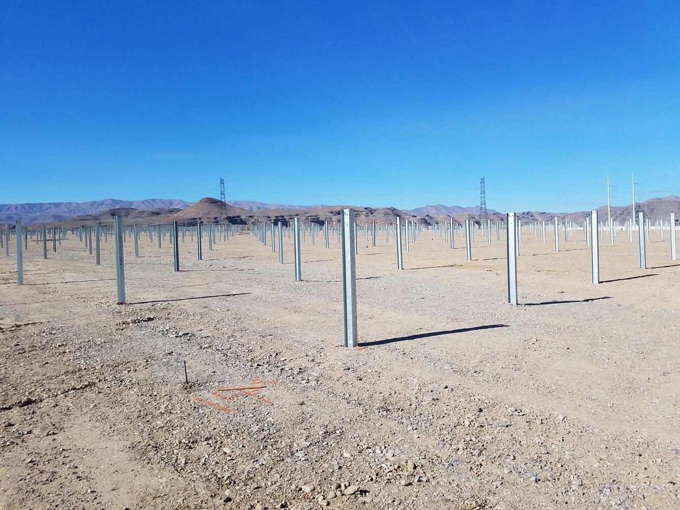 Installation of solar panels at the Playa Solar Project, Clark County, Nev.