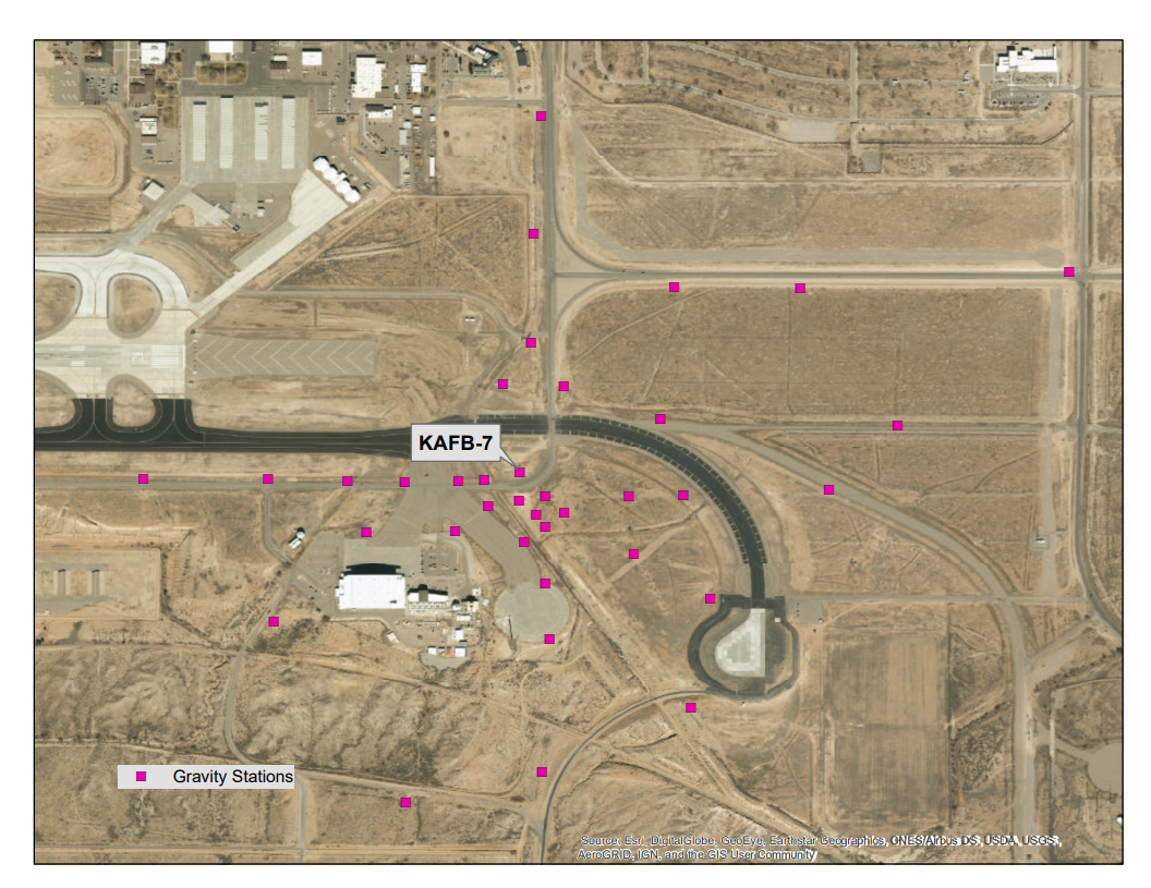 Figure 1. Network of Gravity Stations at KAFB - 7, NMWSC