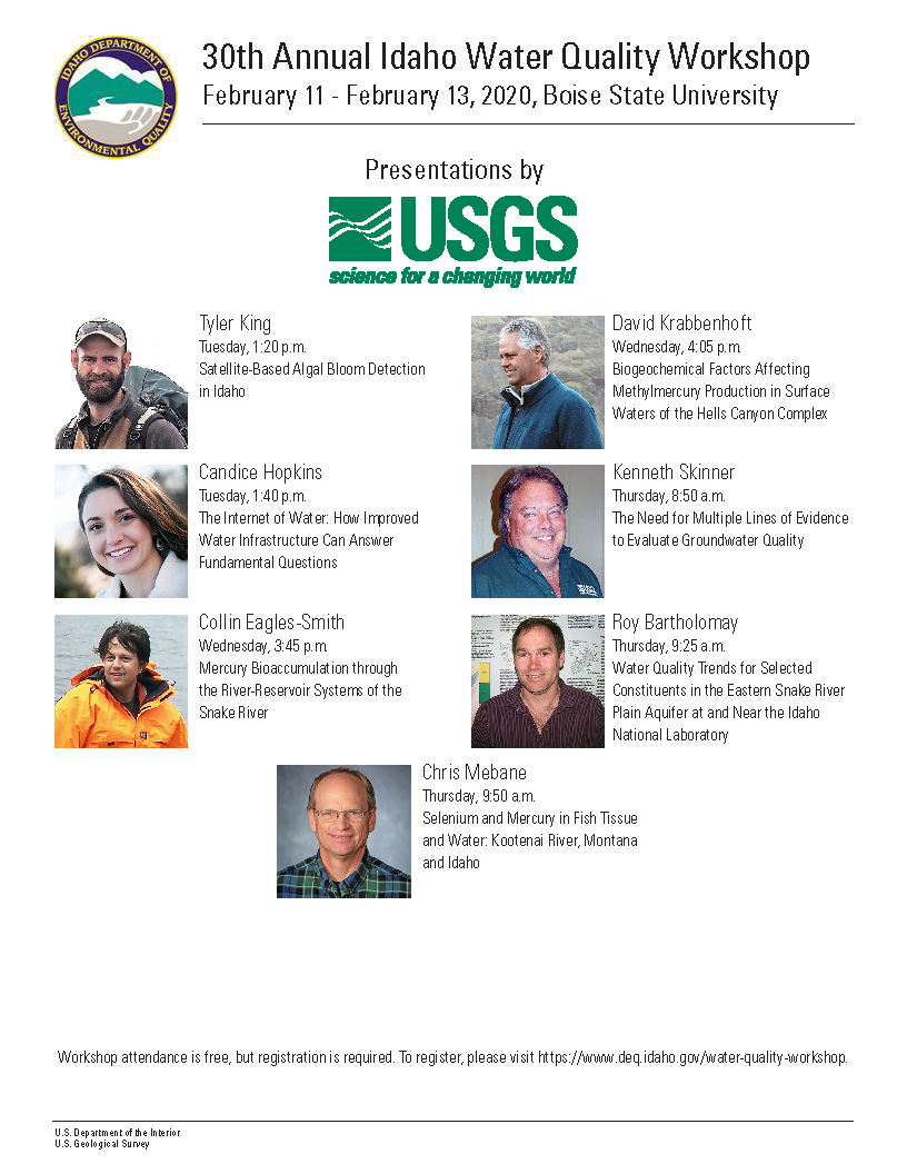 USGS speakers at the 2020 Idaho Water Quality Workshop