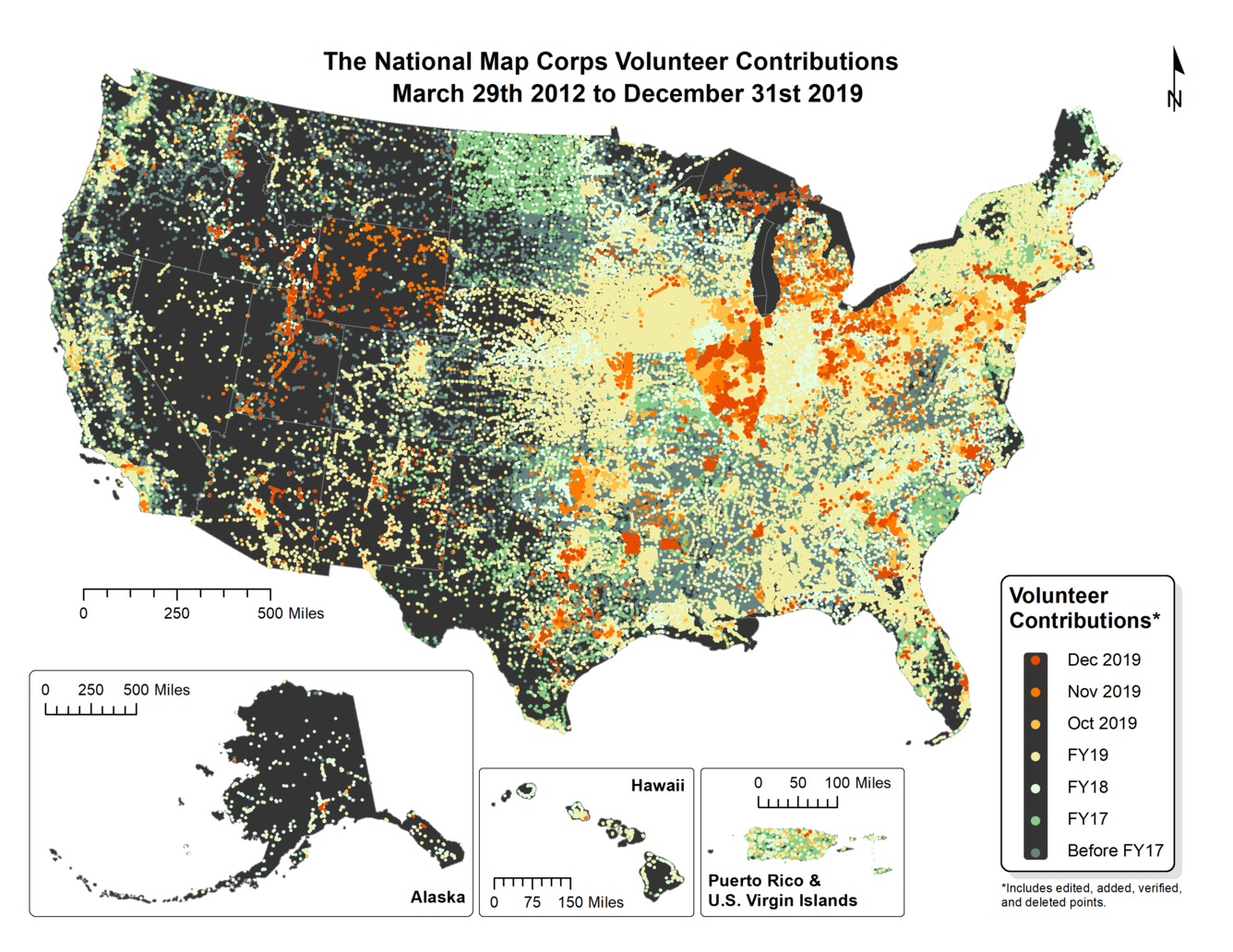 TNMCorps Status Map: Volunteer Contributions through December 2019