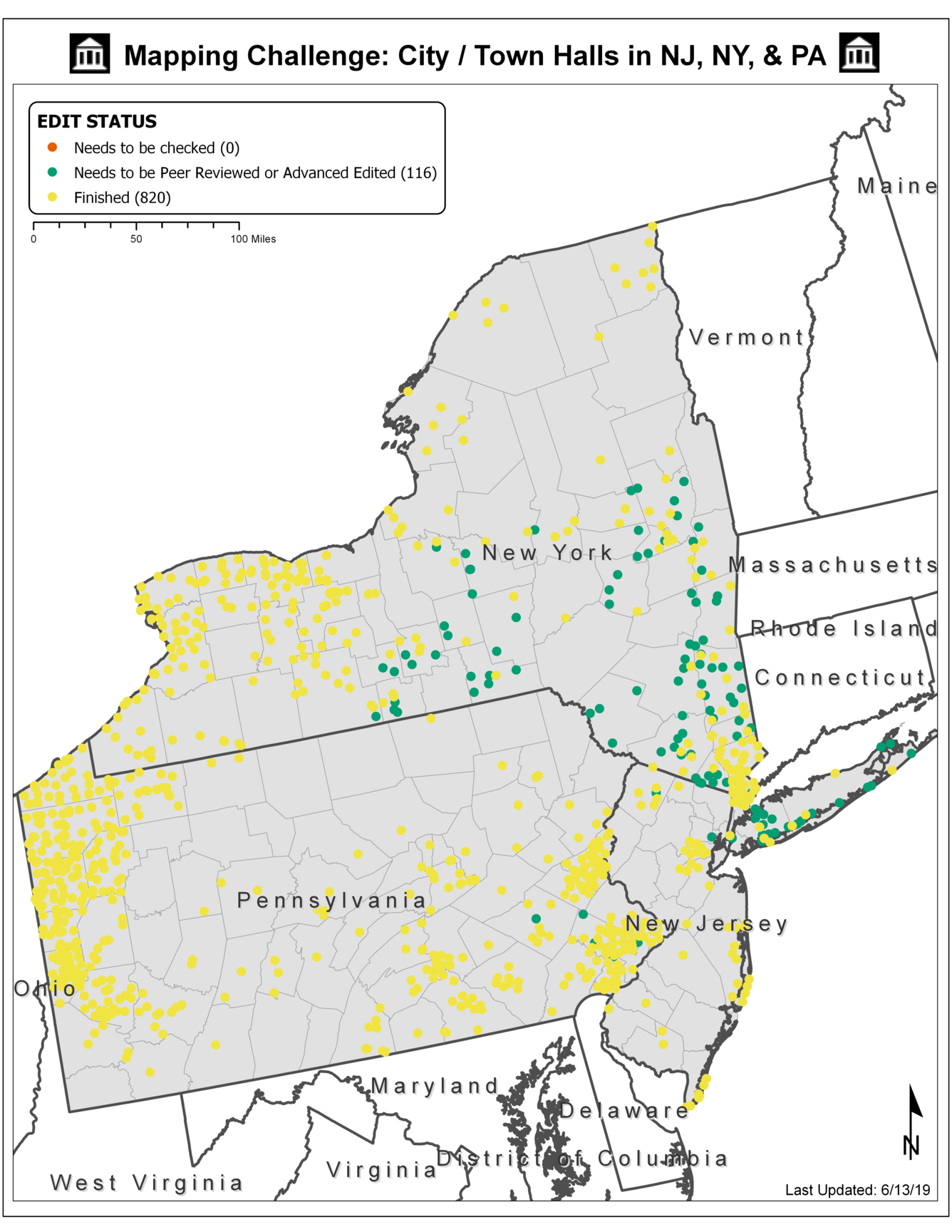 TNMCorps Mapping Challenge: City / Town Halls in PA, NJ, & NY