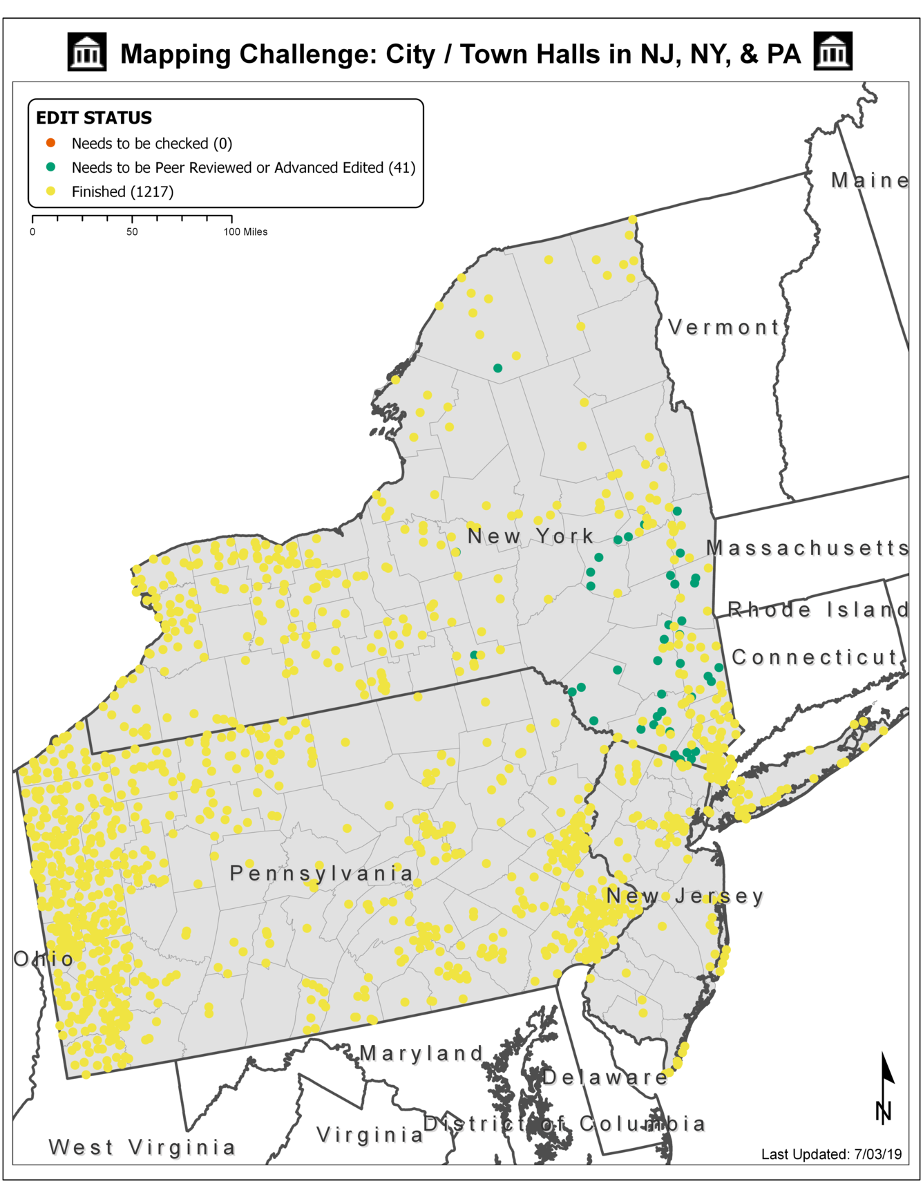 TNMCorps Mapping Challenge: City / Town Halls in PA, NJ, & NY