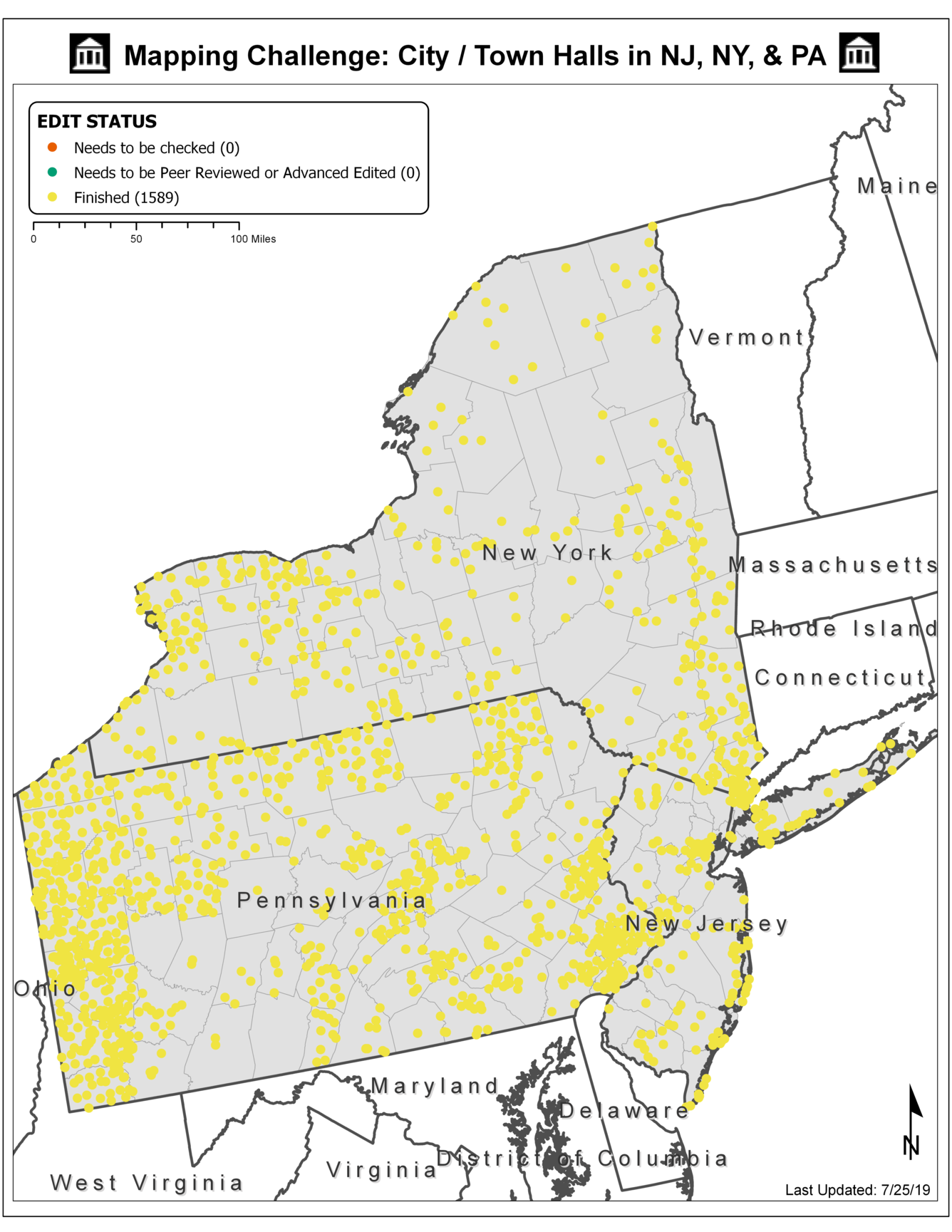 TNMCorps Mapping Challenge: City / Town Halls in PA, NJ, & NY