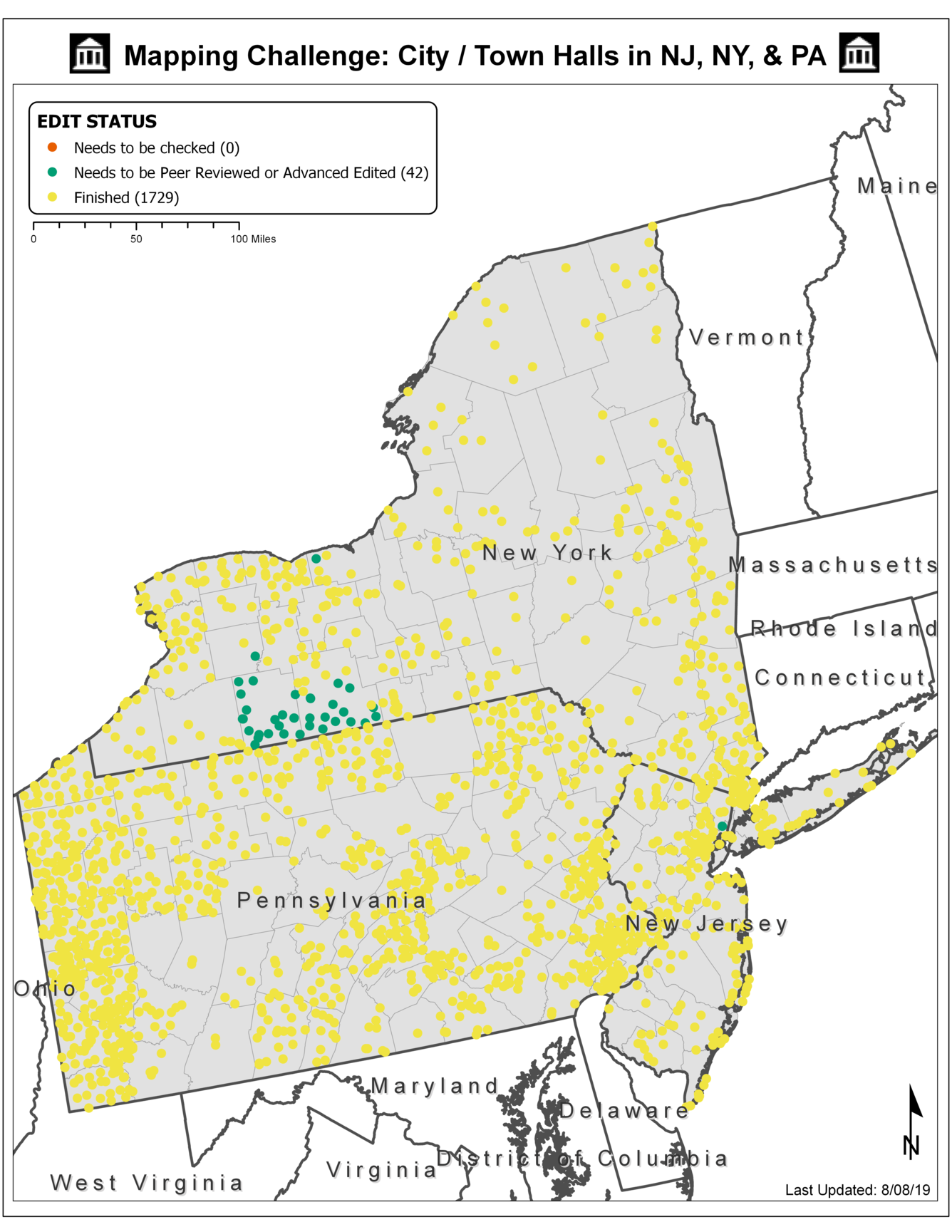 TNMCorps Mapping Challenge: City / Town Halls in PA, NJ, & NY