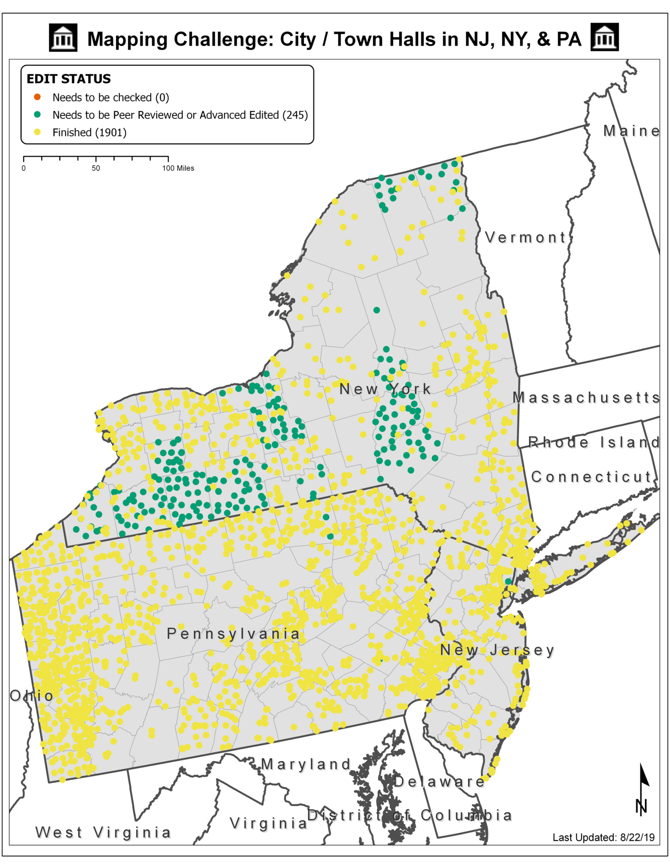 TNMCorps Mapping Challenge: City / Town Halls in PA, NJ, & NY
