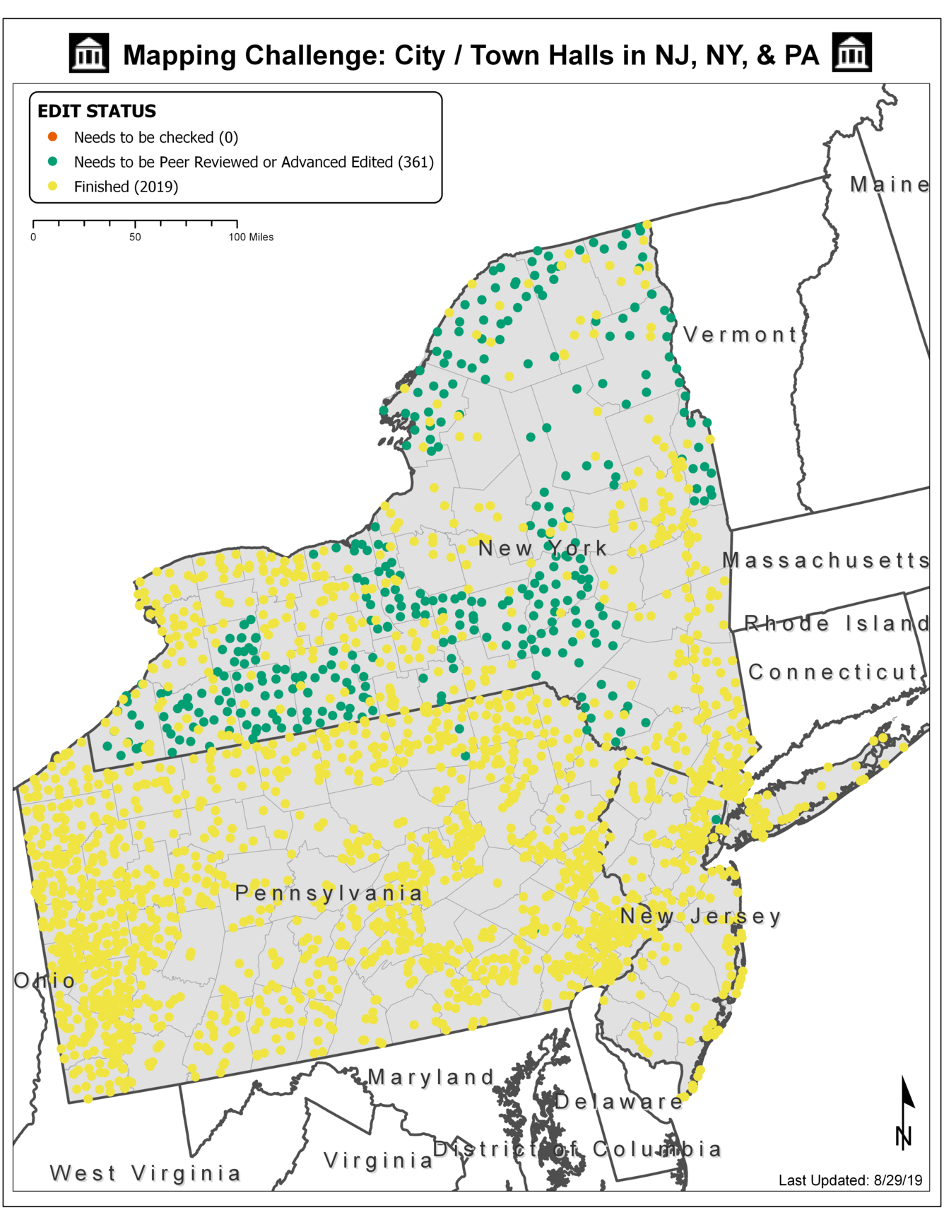 TNMCorps Mapping Challenge: City / Town Halls in PA, NJ, & NY