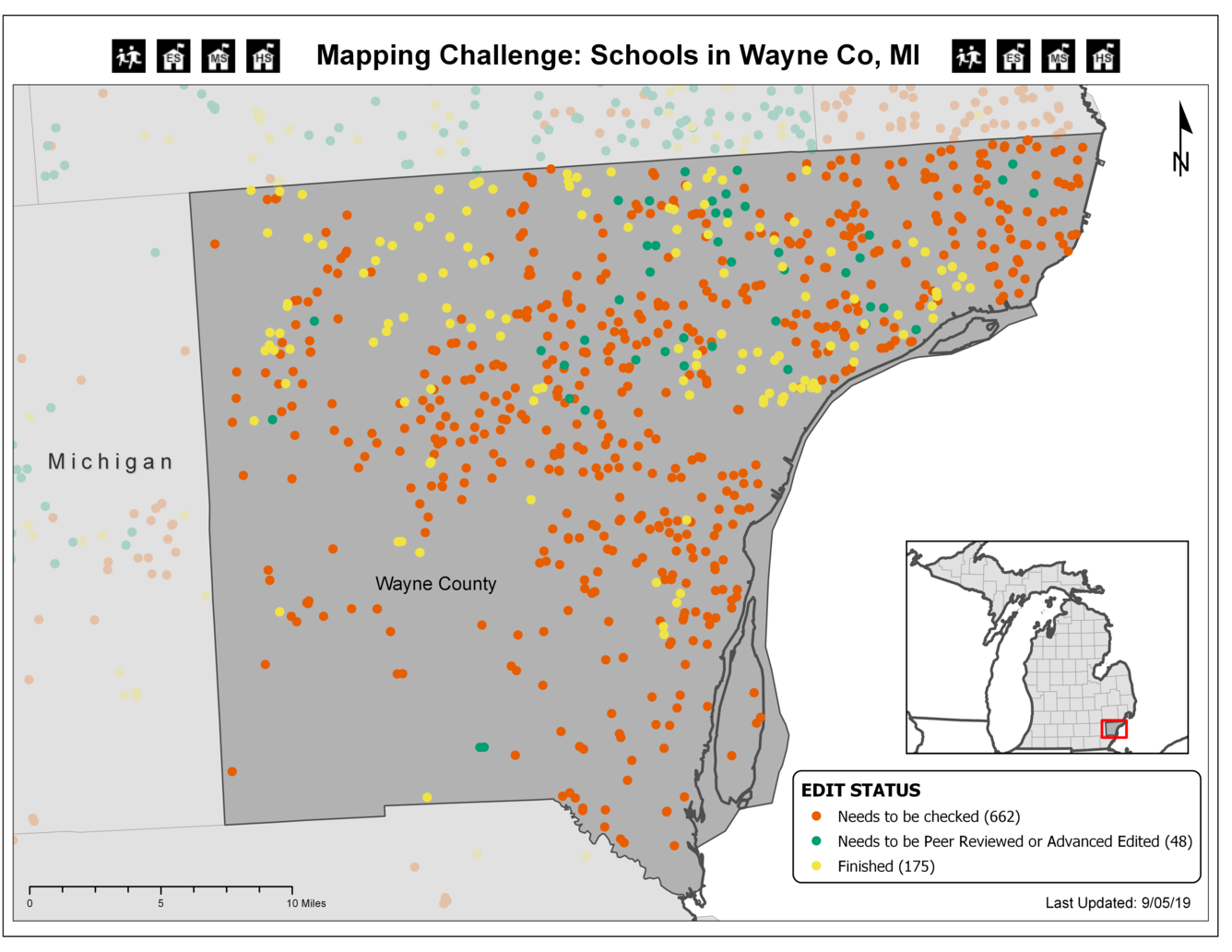 TNMCorps Mapping Challenge: Schools in Wayne Co, MI