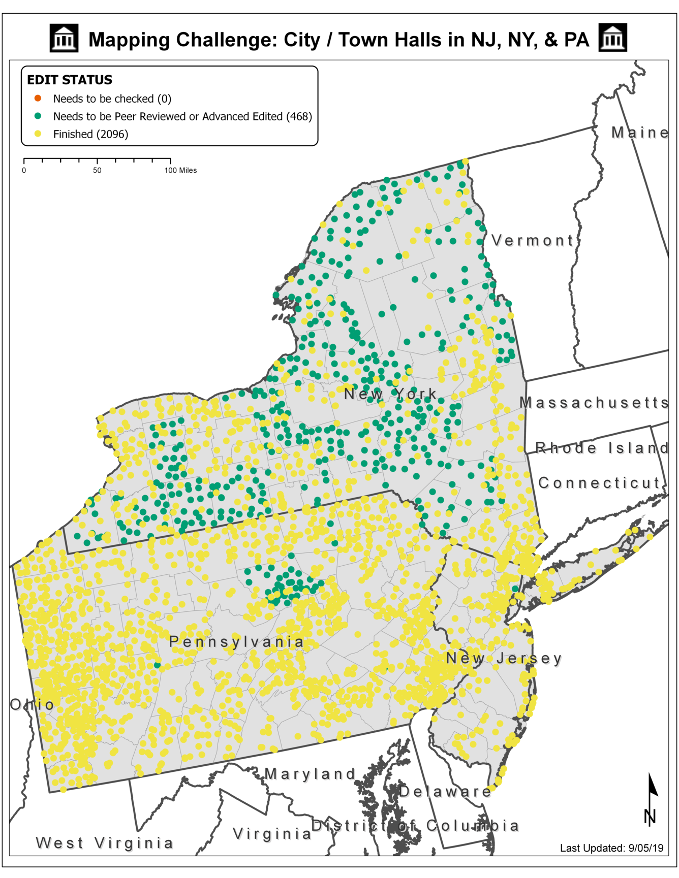 TNMCorps Mapping Challenge: City / Town Halls in PA, NJ, & NY
