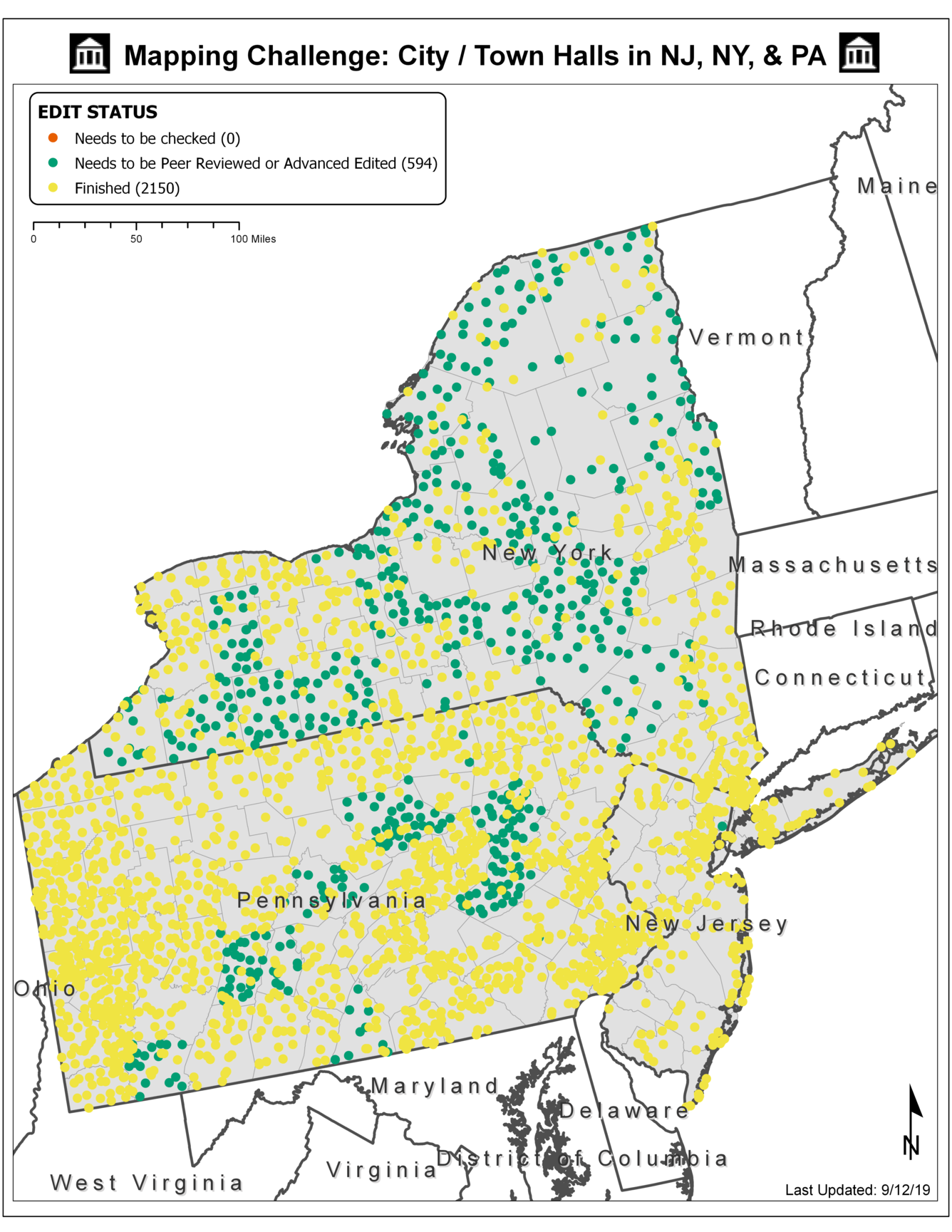 TNMCorps Mapping Challenge: City / Town Halls in PA, NJ, & NY