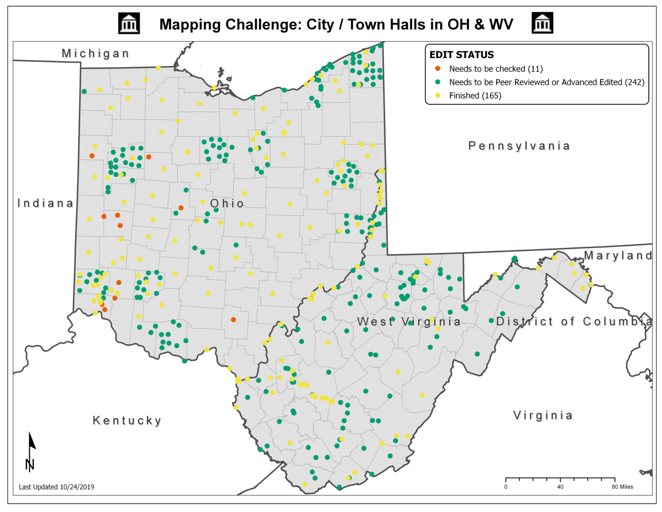 TNMCorps Mapping Challenge: City/Town Halls in Ohio and West Virginia