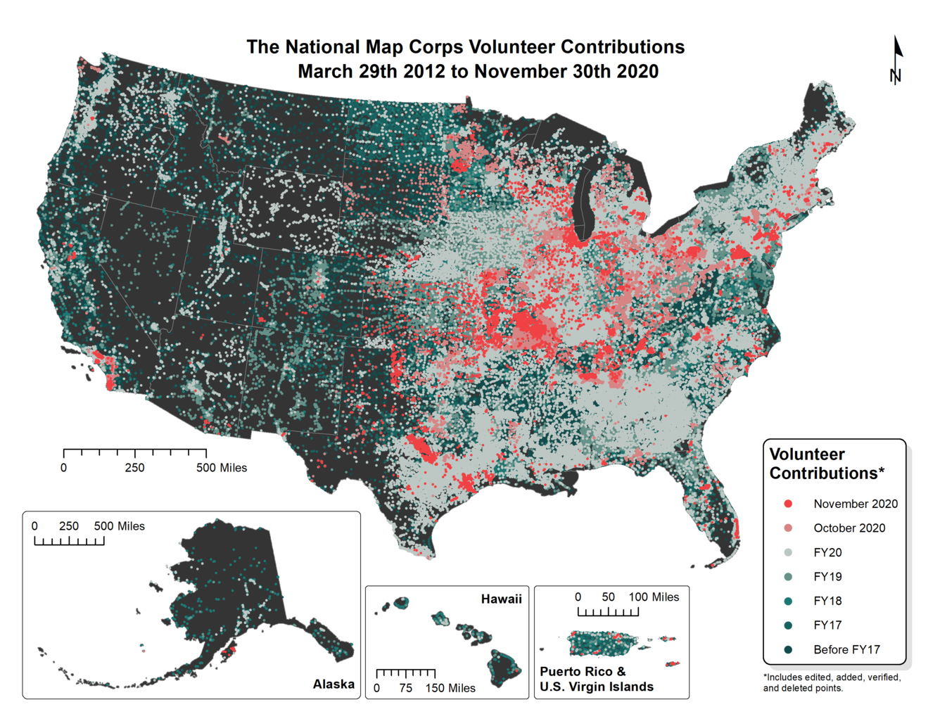 TNMCorps Status Map: Volunteer Contributions through November 2020