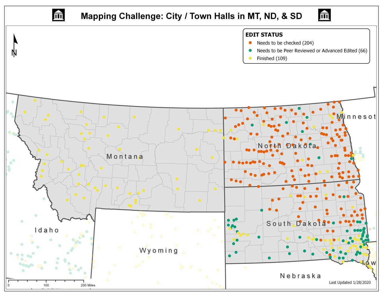 TNMCorps Mapping Challenge: City/Town Halls in MT, ND, & SD