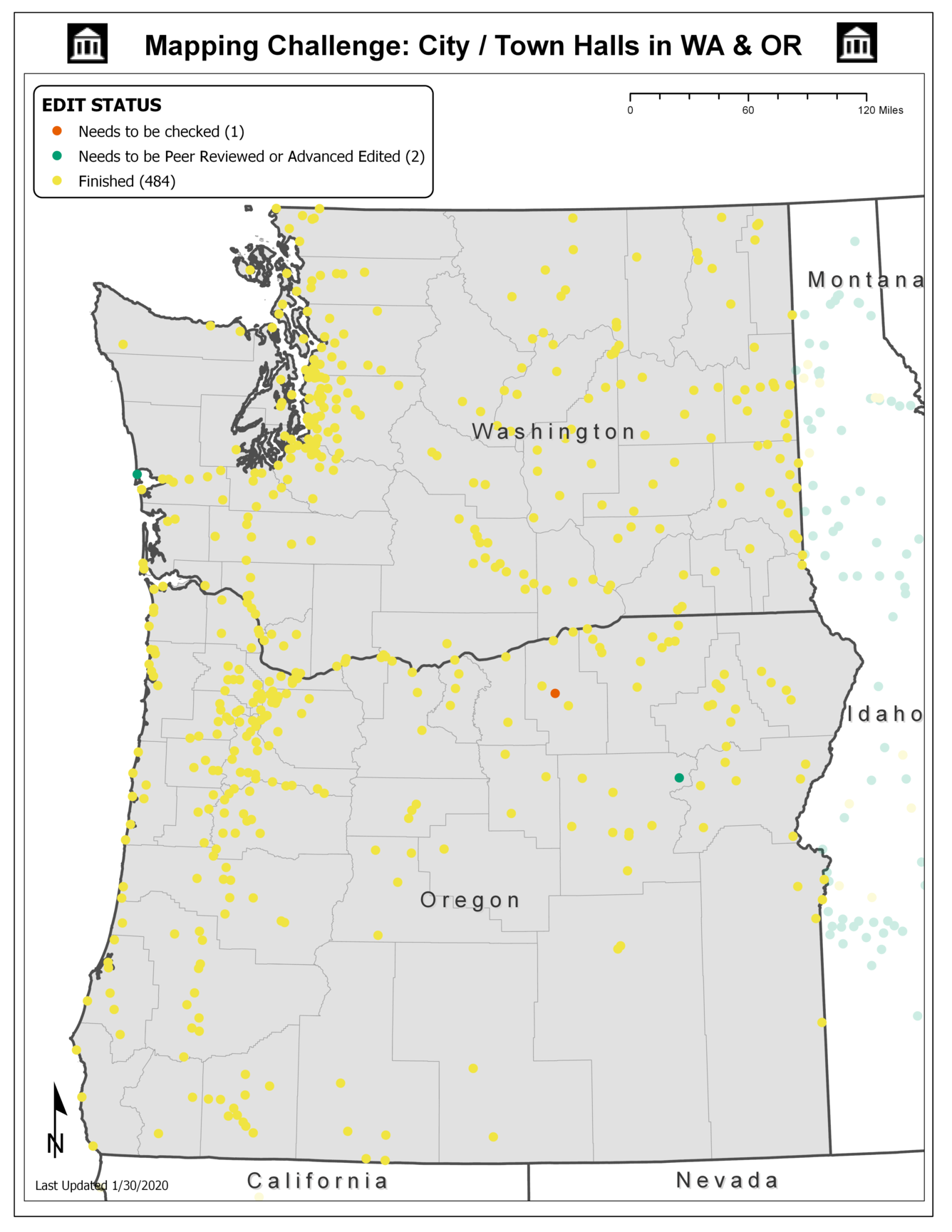 TNMCorps Mapping Challenge: City/Town Halls in WA & OR