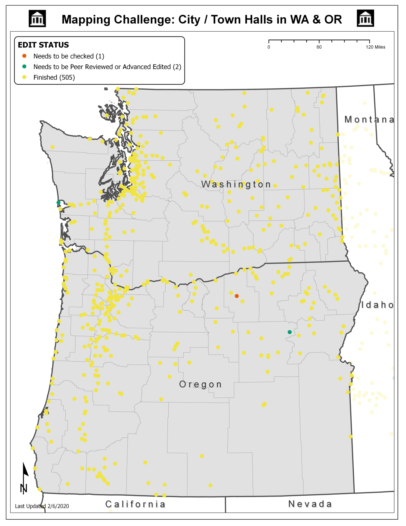 TNMCorps Mapping Challenge: City/Town Halls in WA & OR